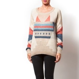 Maison Scotch Sweater Southwest Geometric Pattern Crewneck Wool Mohair Large